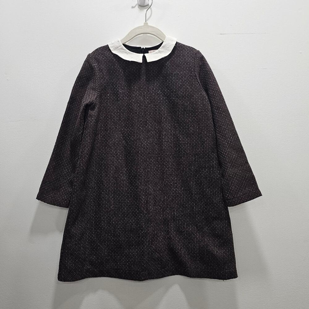 CND Condor Wool Blend Dress Childrens Girls Size 6 Dark Brown Long Sleeve Collar